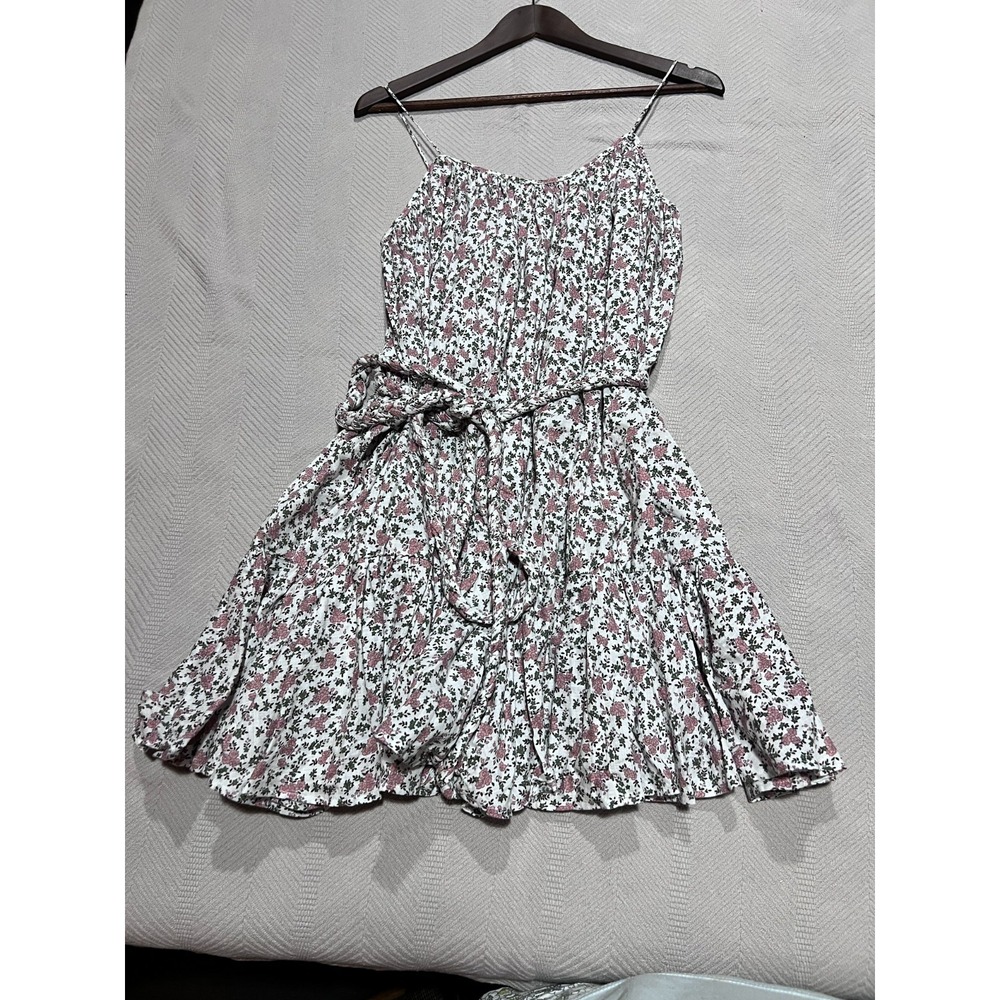Aura Womens Floral Ditzy Babydoll Sundress Size S Mini Flounce Cottagecore Dress